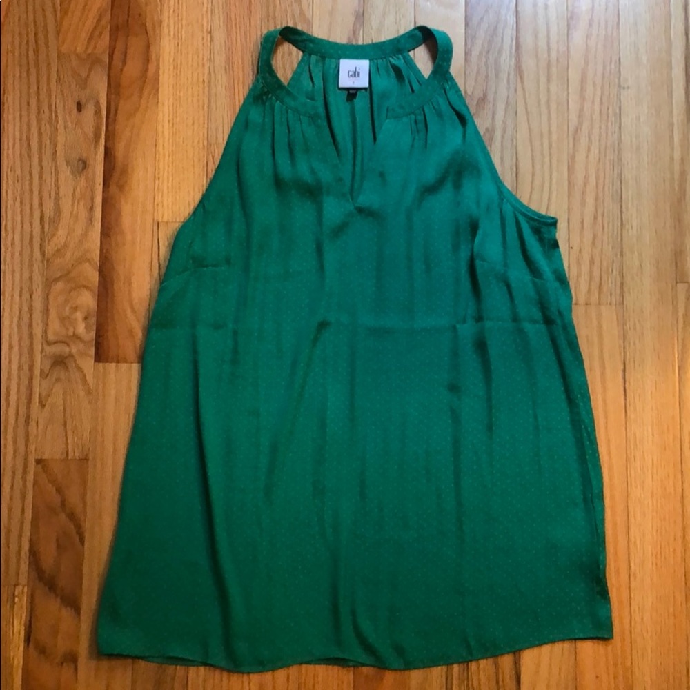 Cabi green polka dot tank top blouse
